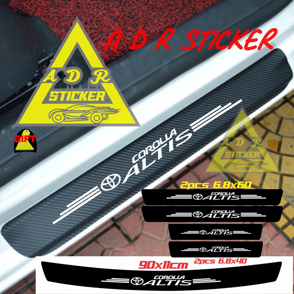 Sticker sill plate karbon 3d mobil corolla altis sticker karbon 3d pelindung pijakan kaki mobil toyo
