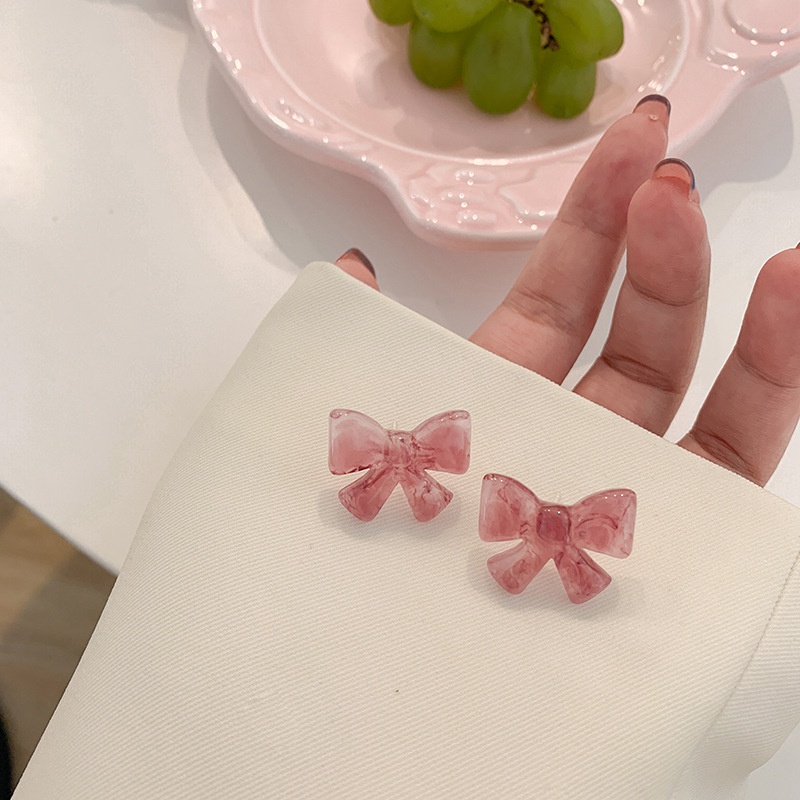 Jepang Jepang Korea Pink Manis Lucu Sederhana ins Busur Gaya Baru Anting Gaya Mori Trendi