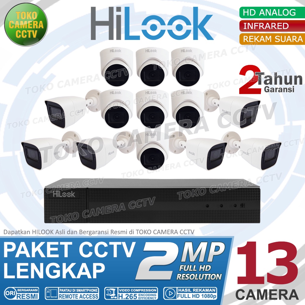 PAKET CCTV HILOOK 2MP 16 CHANNEL 13CAMERA AUDIO