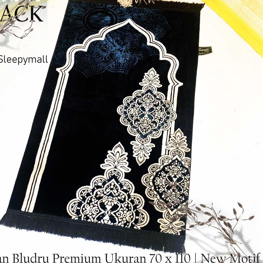 ✤ Sajadah Turki Hitam Premium,Sajadah Premium Tebal Motif Bunga ➫