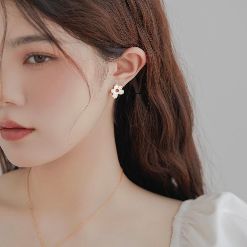 Kalung anting bunga abstrak Titanium stainless steel 316L harga grosir bisa bayar di tempat