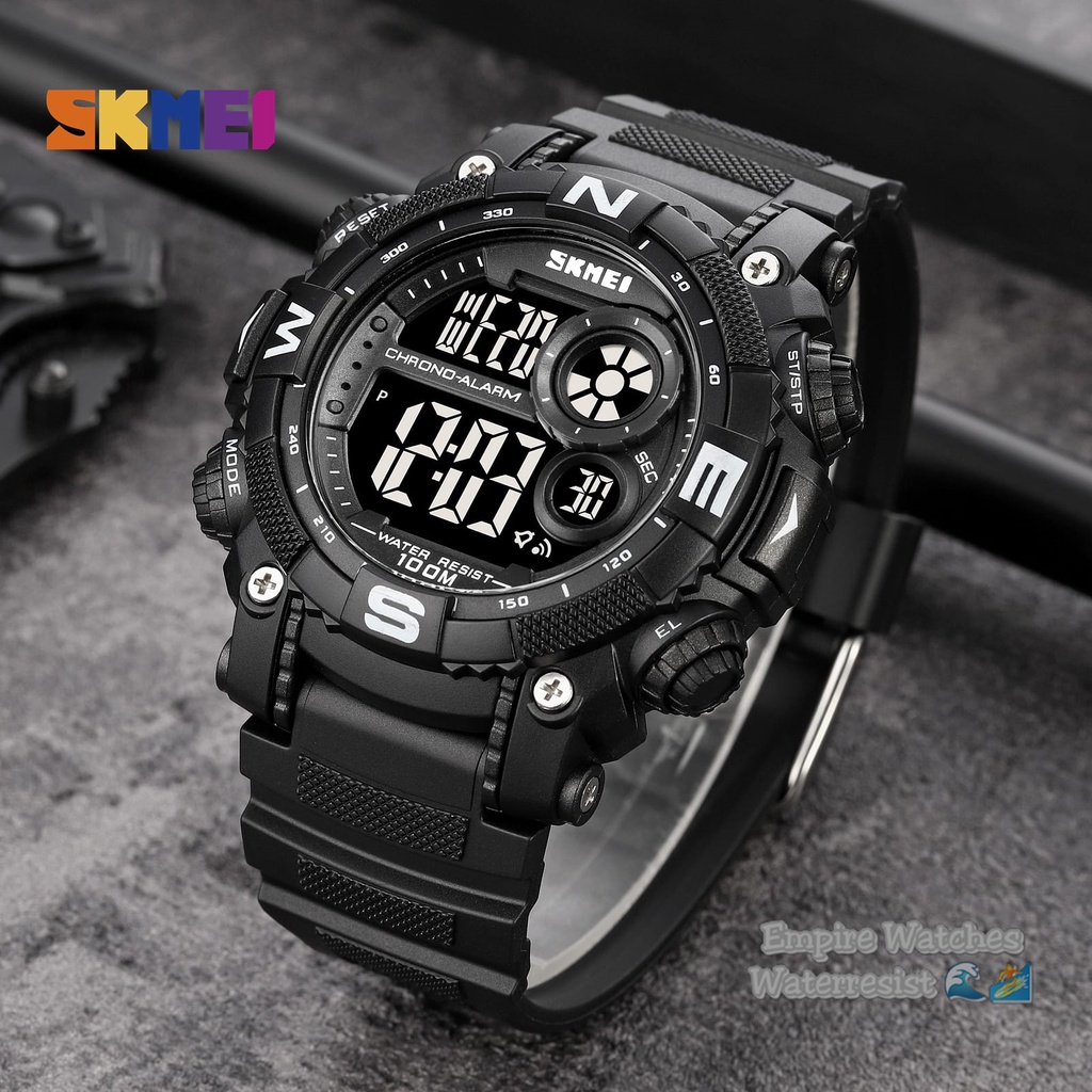 Jam Tangan Skmei 1887 Pria Cowok Digital Strap Rubber Kualitas Original Waterproof