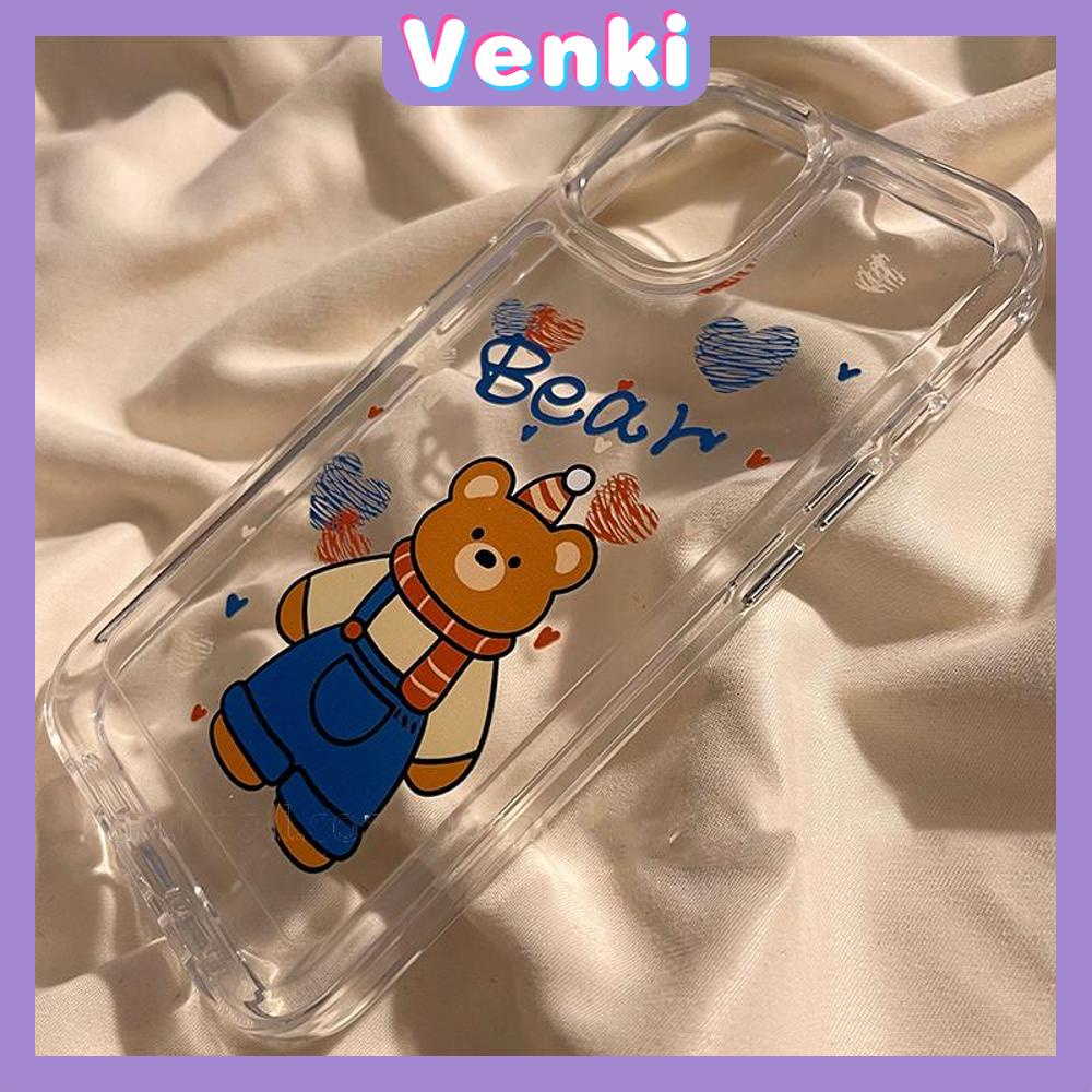 Case For iPhone 11 Soft TPU Clear Space Case Cute Cartoon Bear Case Plating Buttons Camera Protection Shockproof For iPhone 14 13 12 11 Plus Pro Max 6 7 8 Plus XR XS