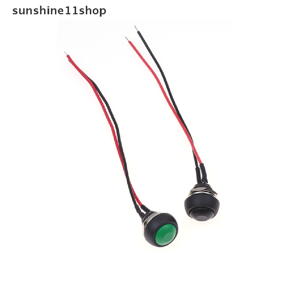 Sho 12mm Momentary Push Button Switch Saklar Bulat Mini Tahan Air 1A DC12V SPST NO 2Pin Dengan Kabel Pra-Solder N