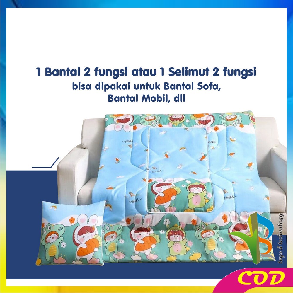 RB-C595 Balmut Bantal Selimut 2IN1 Bantal Tidur Set Motif Karakter Kartun / Bantal Travel Dewasa Anak Bisa Lipat Praktis Jadi Selimut