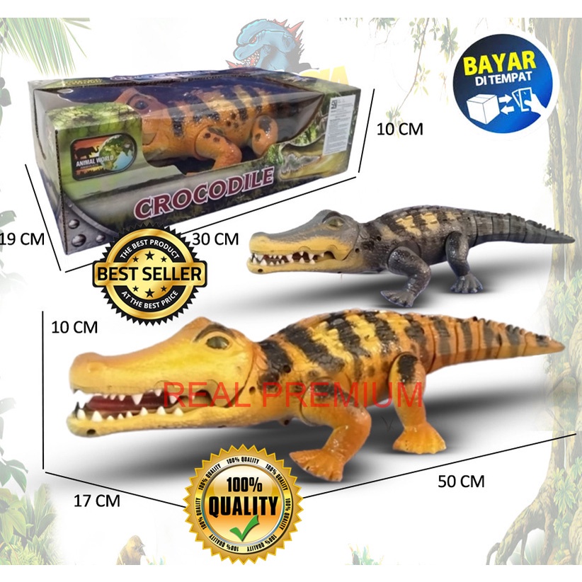 Mainan Buaya Baterai 3D Animal World Crocodile Mainan anak Hewan Buaya Baterai