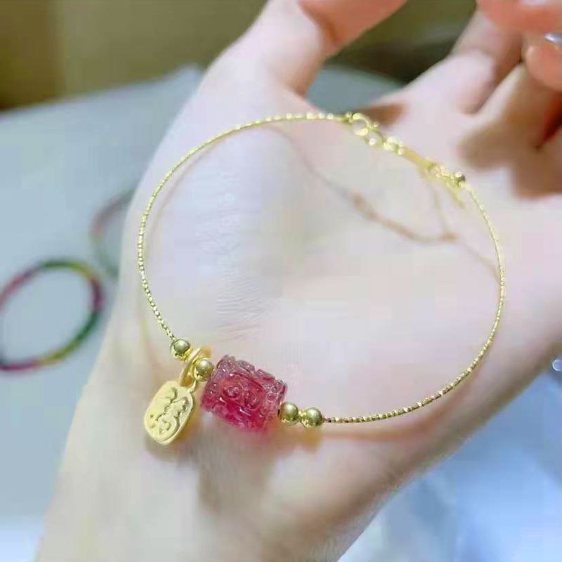 Gelang Tangan Titanium Steel Lapis Emas 18K Anti Air / Alergi Gaya Korea / Jepang Untuk Wanita