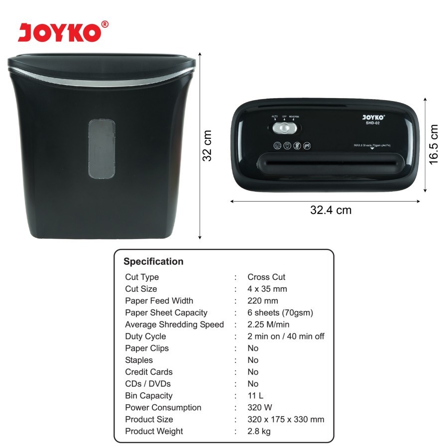 Paper Shredder / Mesin Penghancur Kertas Joyko SHD-02