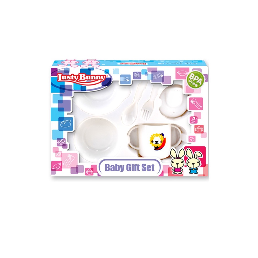 (LB001)Set Kado Set Perlengkapan Makan Bayi Lusty Bunny Feeding Set Gift 6 pcs