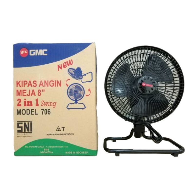 Kipas Angin GMC 706/NK D9B 2in1 8 inch Desk Fan Tornado SNI angin kencang mantap