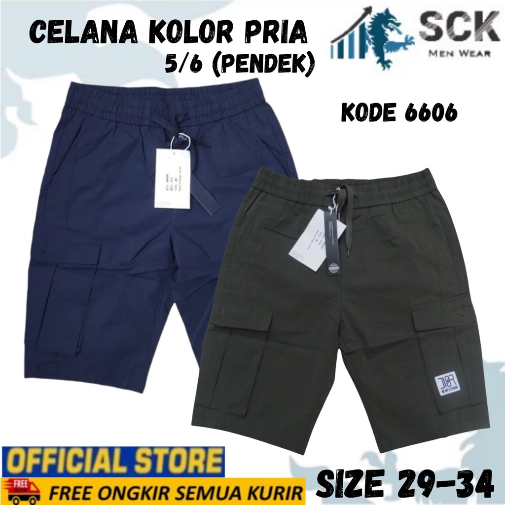 Celana Kolor PENDEK Pria 6606 POLOS 29-34 JUMBO / Celana Kolor Karet Pendek Katun Distro - sckmenwear GROSIR