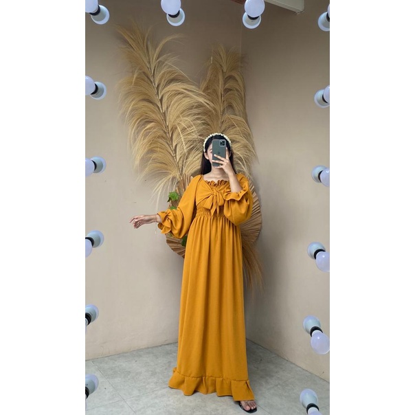 Long Dress Smocked CICILIA Casual Bahan Premium Crinkle AirFlow