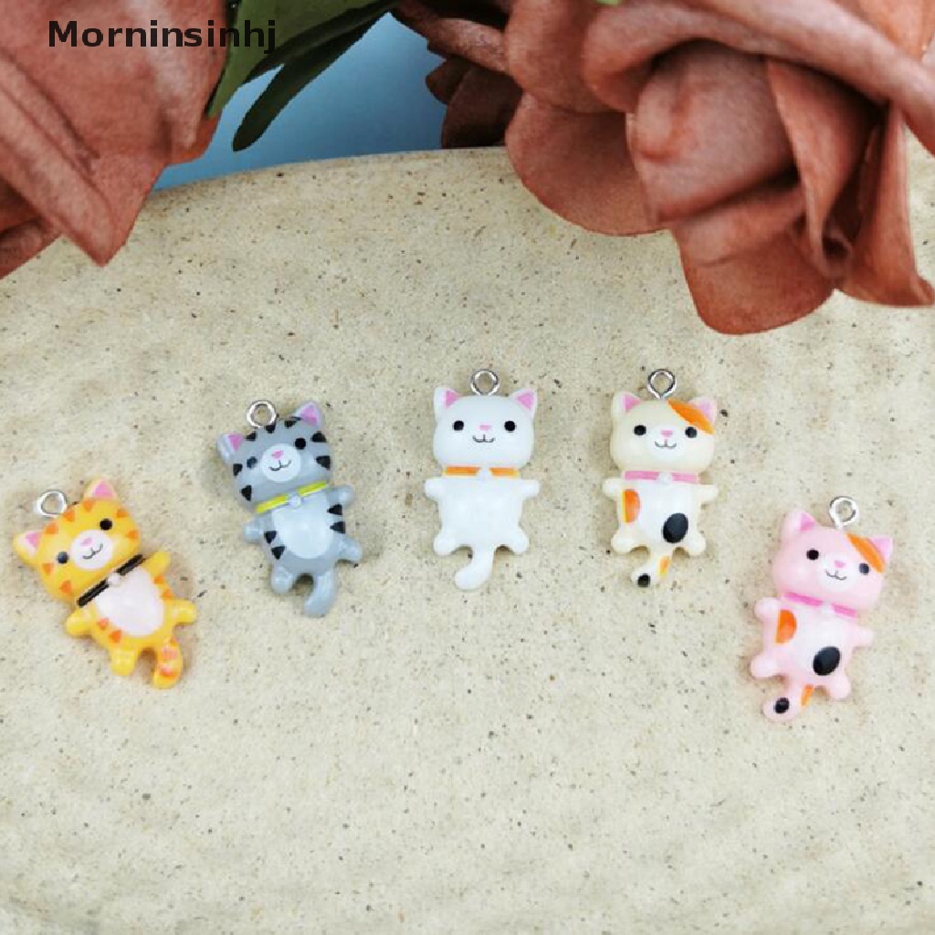 Mornin 10Pcs Resin Kucing Hewan Lucu Ch Liontin DIY Membuat Anting Perhiasan Craft id