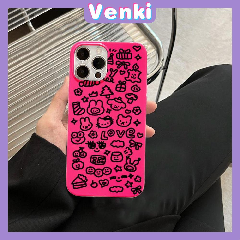 iPhone Case Soft TPU Glossy Pink Candy Case Cute Graffiti AnimalsCamera Protection Shockproof For iPhone 14 13 12 11 Pro Max 7 8 Plus X XR