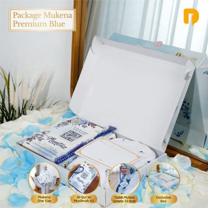 

Hampers Lebaran Paket Seserahan Package Hantaran Mukena Premium Kado - Biru