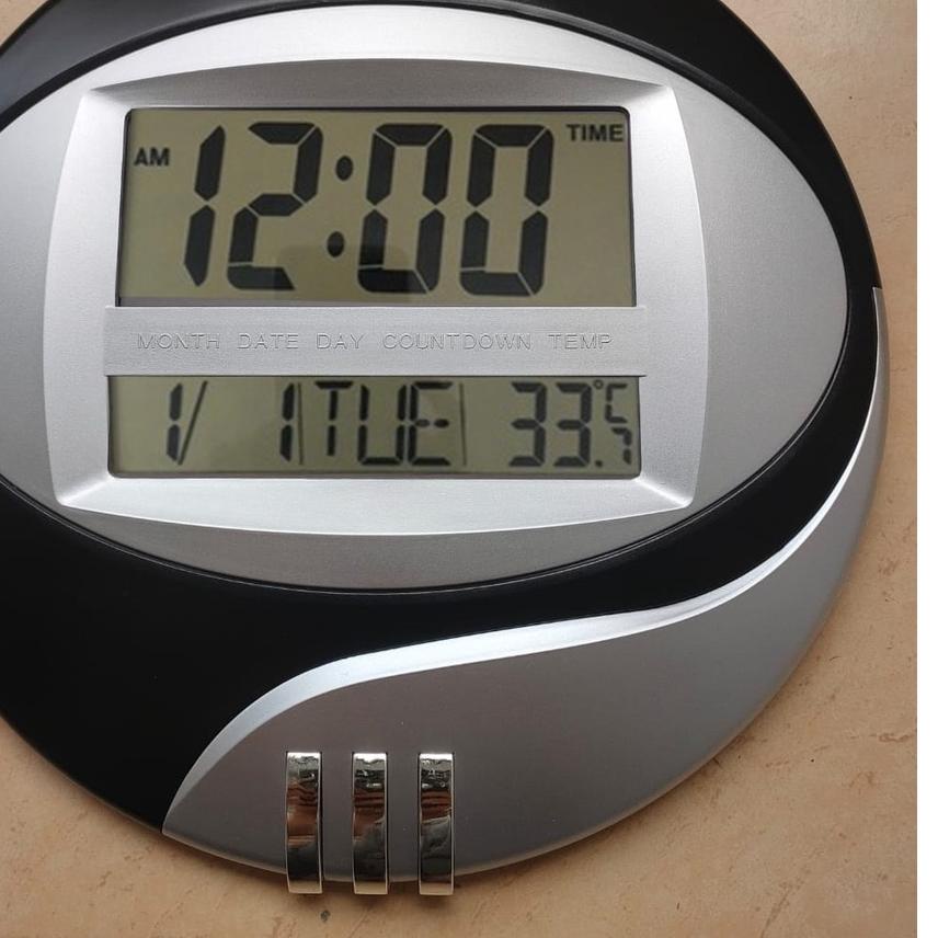 ♂ Jam Dinding Digital Esa 3885 / 3806T - Jam Dinding Digital Bulat - Fitur Lengkap ➳