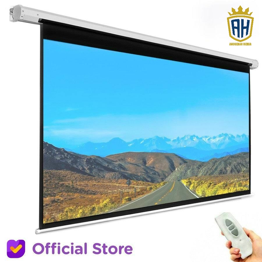 Screen Projector Motorized Layar Proyektor 70 Inch