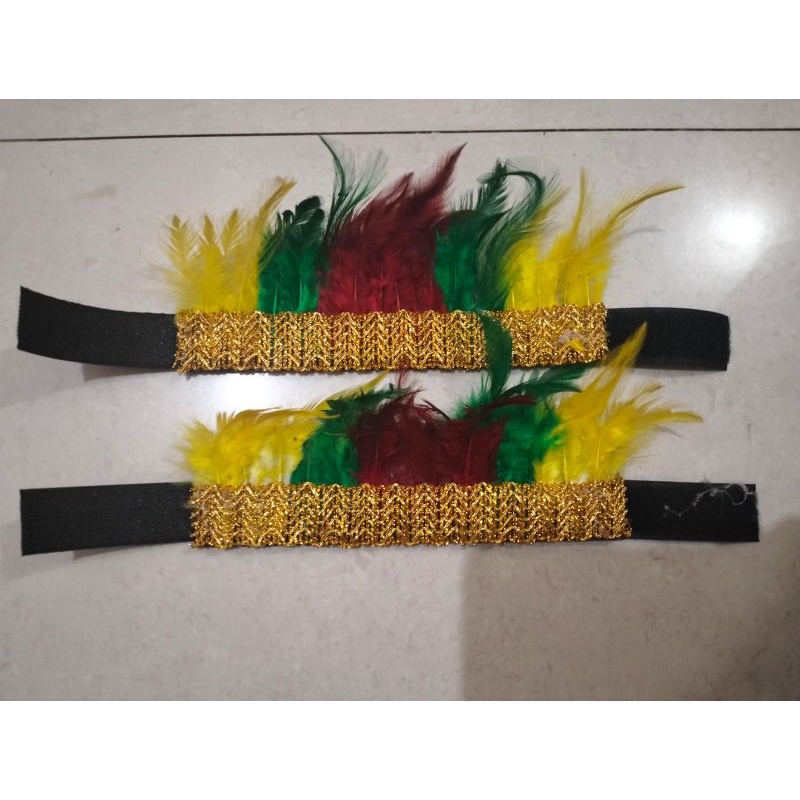 AKSESORIS KEPALA BULU DAYAK // TOPI BULU ADAT DAYAK // KEPALA / TANGAN / KAKI