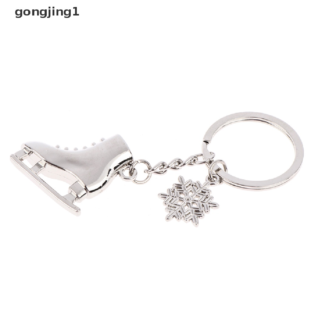 Ggg 1pc Silver Ice Skates Snowflake Pendant Key Ring Skag Gantungan Kunci Keychain ID