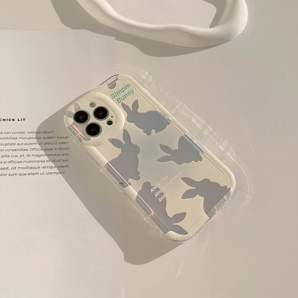 IPHONE Ins Pola Kelinci Cocok Untuk Iphone14 14pro 14plus 13 13mini 13pro 13prm iPhone12 7Plus 8Plus Xr XS 13 12mini Pro Max TPU Empat Sudut Casing Ponsel Tahan Guncangan