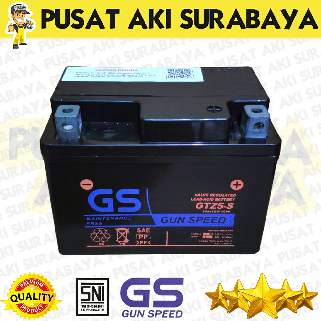 AKI KERING GS GTZ5S GOLD SHINE 3.5Ah ACCU MOTOR YAMAHA XEON BYSON VIXION NVL MX KING JUPITER MX MIO SOUL MTZ5S YTZ5S YTZ4V DTZ5S