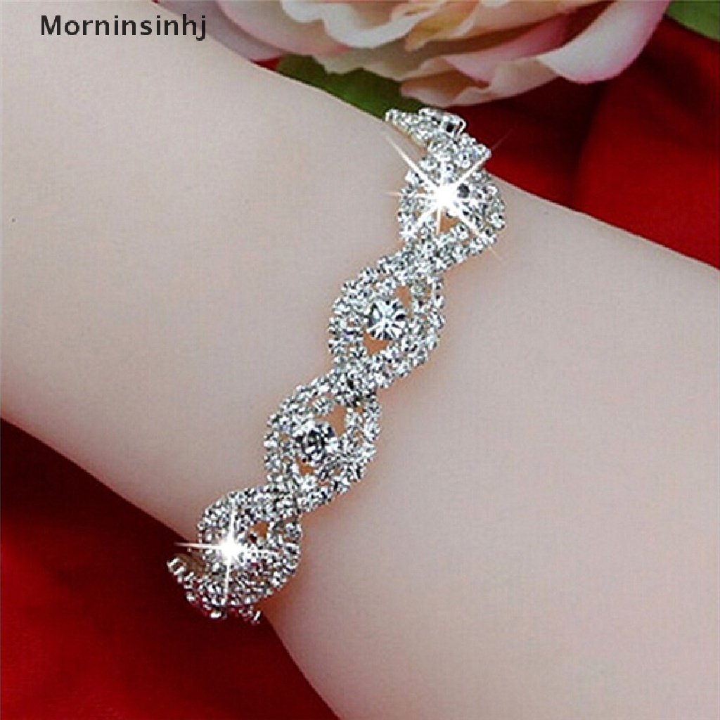 Mornin Elegan Deluxe Austria Gelang Kristal Wanita Infinity Berlian Imitasi Bangle Hadiah id