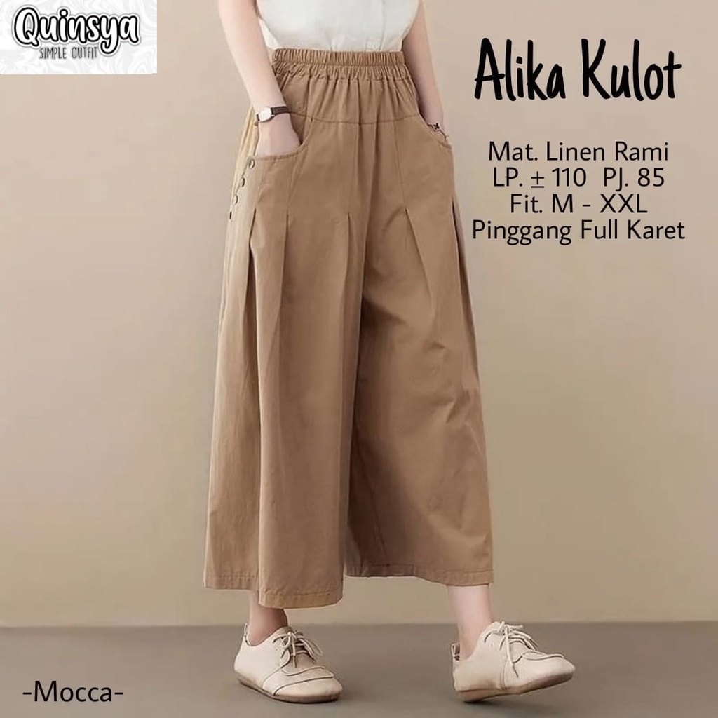 [BISA COD] NEW ALIKA KULOT JUMBO FIT M-XXL MATT LINEN RAMI CELANA KULOT CASUAL MURAH GOOD QUALITY
