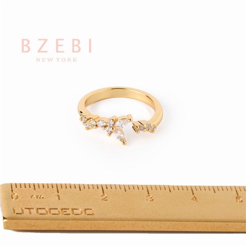 Bzebi Cincin Emas Berlian 18k, Cincin Terbuka Ajustable, Anti Karat, Gaya Korea, Aksesoris Fashion Wanita, Aksesoris Sehari-Hari, Perhiasan Premium, Hadiah Ulang Tahun Dengan Box 1134r