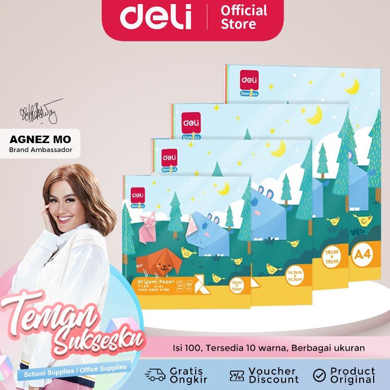 

10.10 BRANDS FESTIVAL Deli Origami Paper / Kertas Lipat Origami 100 pcs 10 Warna Berbagai Ukuran 8363X