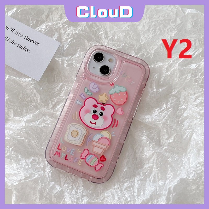 IPHONE Casing Beruang Strawberry Lucu Kompatibel Untuk Iphone11 14 13 12 Pro MAX XR 7plus 7 8 6 6S Plus X XS MAX Kartun Kirby Manyo Cherry Stars Shockproof Airbag Lembut Tpu Cover