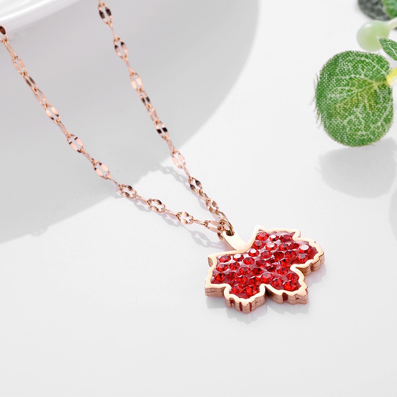 Kalung daun warna Titanium Korea Style Wanita Anti Karat harga grosir bisa bayar di tempat