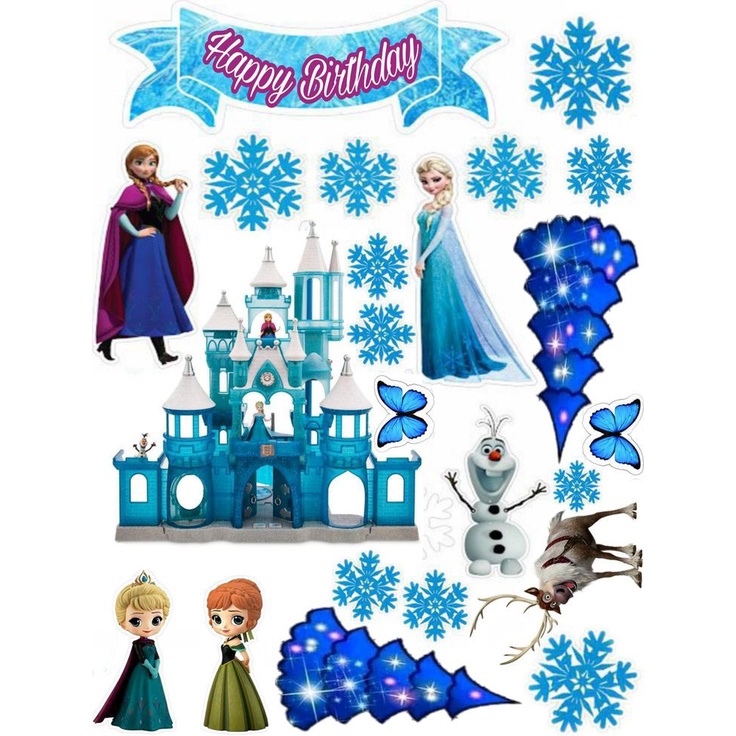 TOPPER FROZEN - TOPPER KUE ULANG TAHUN - TOPPER CUSTOM - TOPPER HAPPY BIRTHDAY