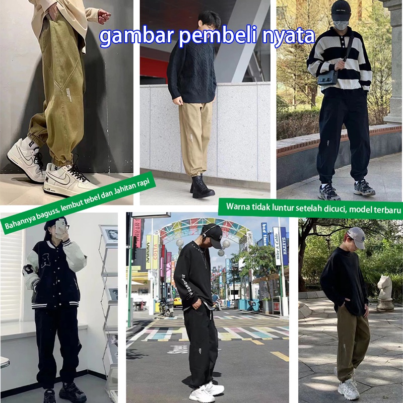 Celana Cargo Jogger Panjang Pria Korean style celana Olahraga Sport Jogging jumbo pria celana panjang lurus longgar celana casual pria Cargo Baggy Pants