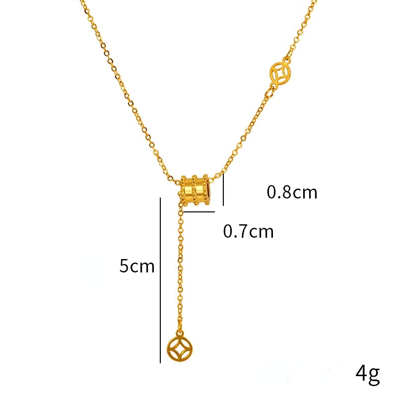 Goldkingdom Fashion Perhiasan 24 K Bangkok Aksesoris Ready Stock Geometris Berlian Bertatahkan Indah Berlapis Emas Semuanya Kecil Liar Pinggang Kalung Gelang