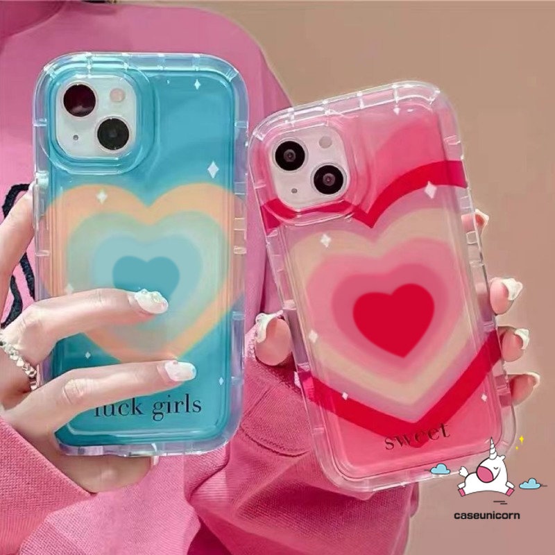 Casing Airbag Shockproof Untuk Realme C15 C55 C53 C30s C30 C21Y C25Y C25 C12 C35 C33 C11 C20 C25s 9i 7i 6i 5 5i 5s C20A C17 C3 C1 C2 Gradasi Sweet Love Heart Soft Air Cushion Case