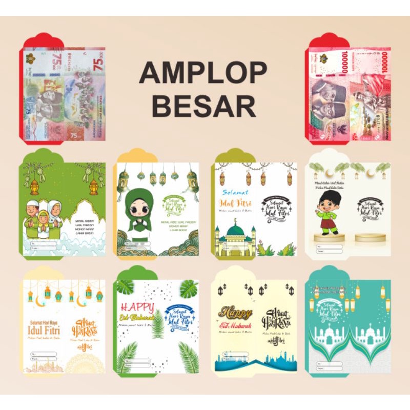 

(500 lembar) Amplop Lebaran Jumbo/ Angpao Hari Raya Uang Tanpa dilipat
