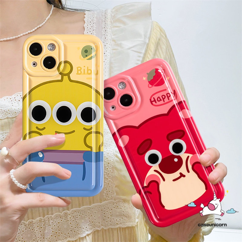 IPHONE Kompatibel Untuk Iphone14 11 13 12 Pro MAX 7plus XR 8plus 7 8 6 6S Plus X XS MAX Kartun Toy Story Cute Strawberry Bear Manyo Alien Lembut TPU Pasangan Case Lovers Phone Cover
