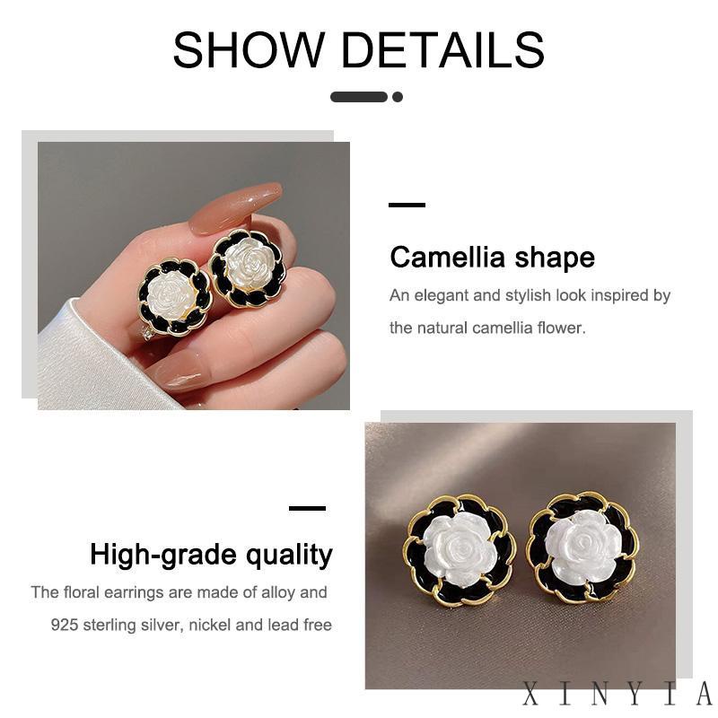 【COD】Anting Tusuk Motif Bunga Camellia Simple Elegan Ala Korea Untuk Wanita