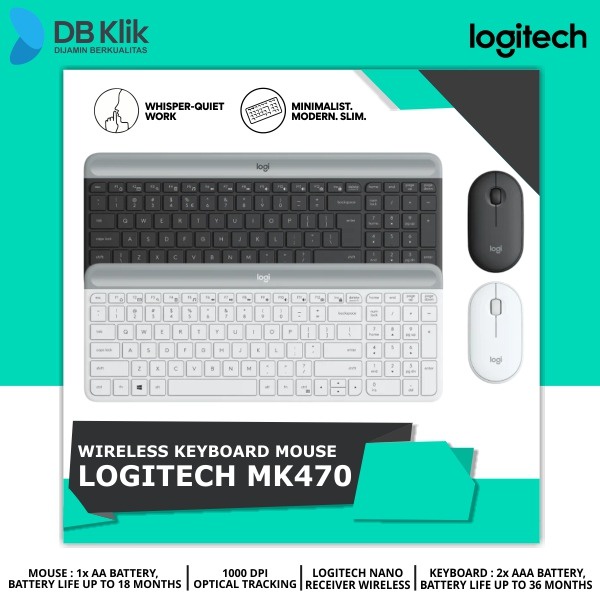 Keyboard Mouse Logitech MK470 Slim Wireless Combo 1000DPI - MK 470