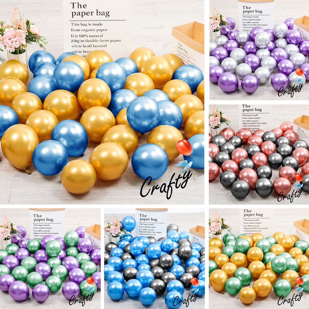 [LATEX COMBO] Balon Ulang tahun 2 WARNA CHROME PACK 12 inch isi 15/25