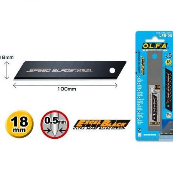 

18mm Spare Excel Black Olfa LFB-5B 5Pc Isi Ulang Mata Cutter