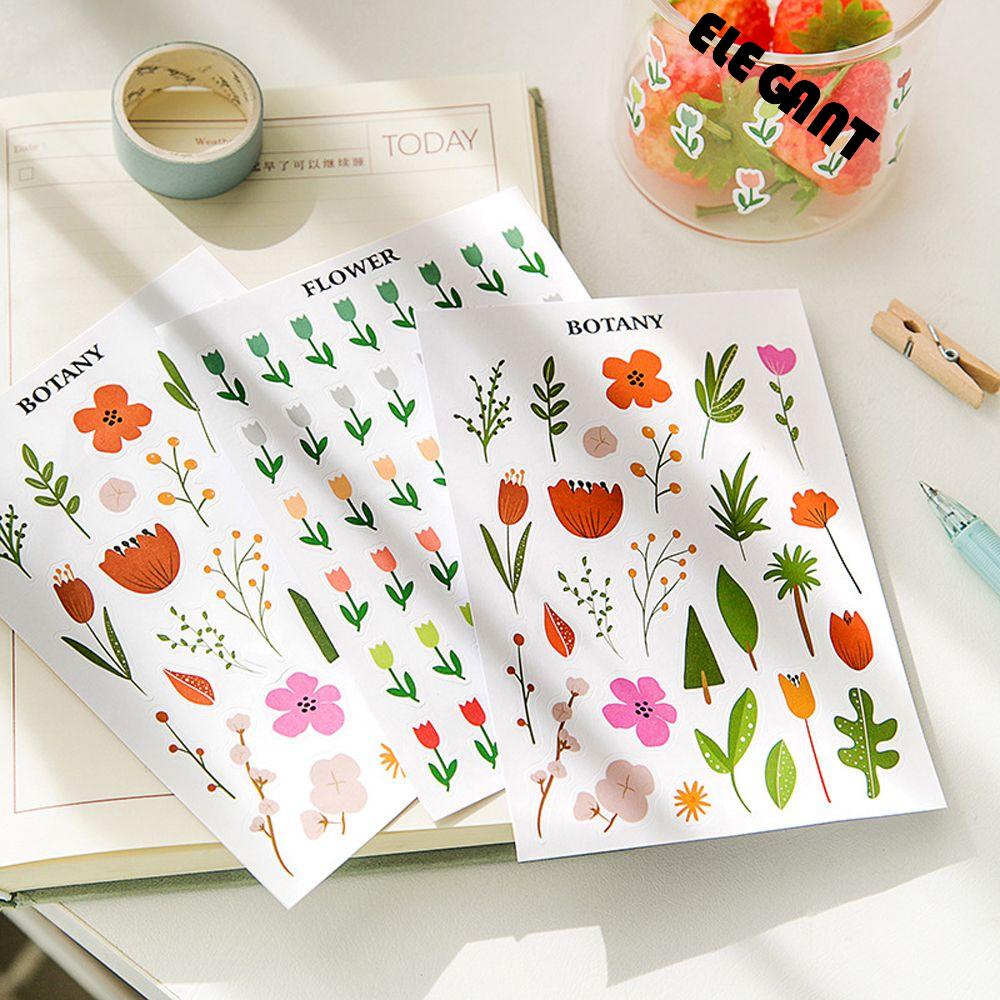 [Elegan] Alat Tulis Stiker Kawaii Hati Bunga Geometri Dekorasi Hadiah Album Planner Perlengkapan Sekolah Diary Scrapbooking Stickers