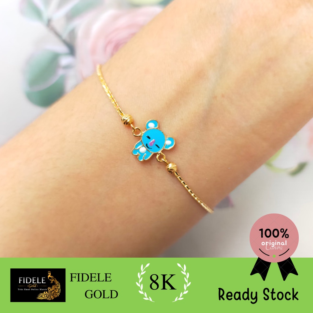 Gelang Bt21 Gelang Koya serut  Bts emas Asli 375 Gelang anak serut 8K