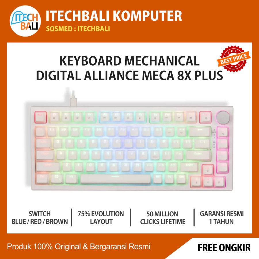 Keyboard Gaming Digital Alliance MECA 8X PLUS WHITE | ITECHBALI