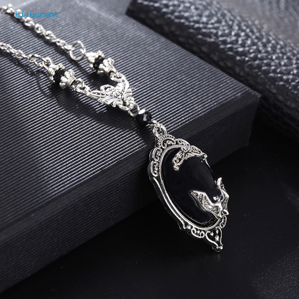 [LS] Unisex Bat Beads Faux Gemstone Pendant Kalung Jari Cincin Anting Perhiasan