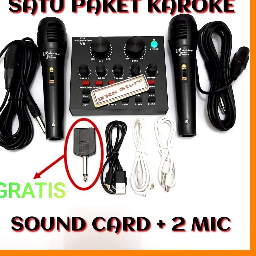 ✨Grosir✨ ALAT KAROKE SATU PAKET Mixer mini mic MURAH KUALITAS BAGUS sondcad sonkad Soundcard Broadca
