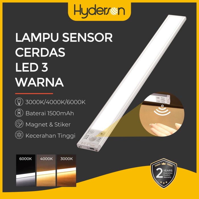 Terlaris Hyderson Lampu Sensor Gerak Led 3 Warna Lampu Kabinet 1500Mah Usb Isi