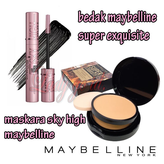 COD - Bedak Super Exquisite 2 in 1 - Bedak padat dan Basah Plus Sky High Waterproof Mascara 24H