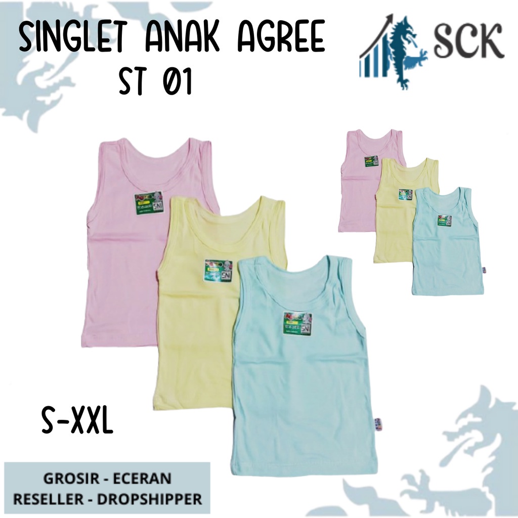 [ISI 3] Singlet AGREE Kids ST 01 / Kaos Dalam Anak AGREE Singlet / Kaos AGREE - sckmenwear GROSIR