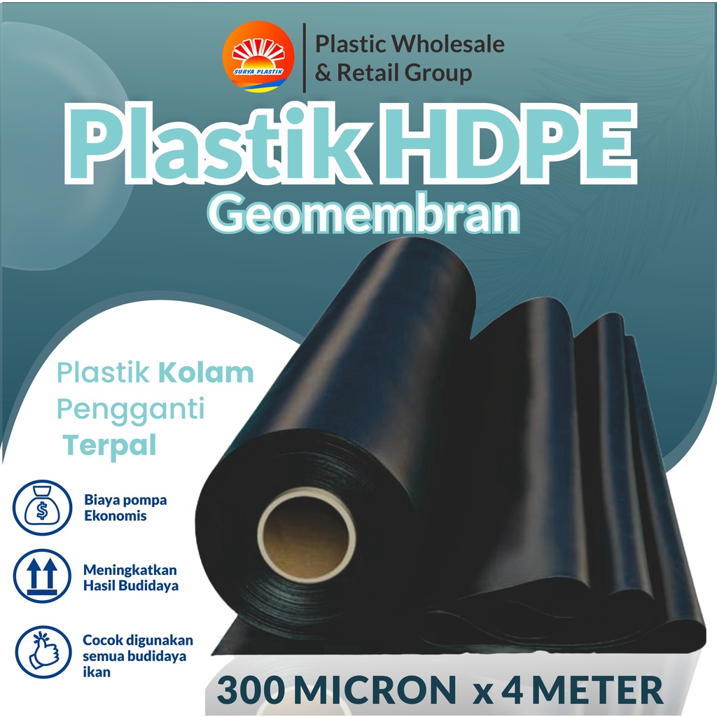 GEOMEMBRAN HDPE TEBAL 300 MICRON LEBAR 4 METER